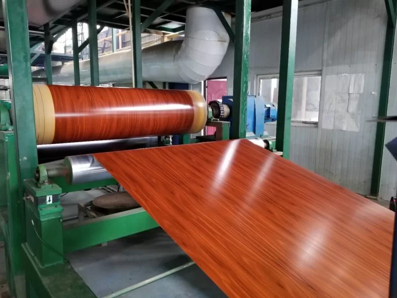 Wood grain color coated aluminum coil