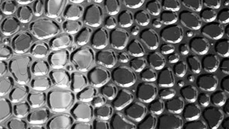 Comparison showing different hammered embossed aluminum patterns and finishes
