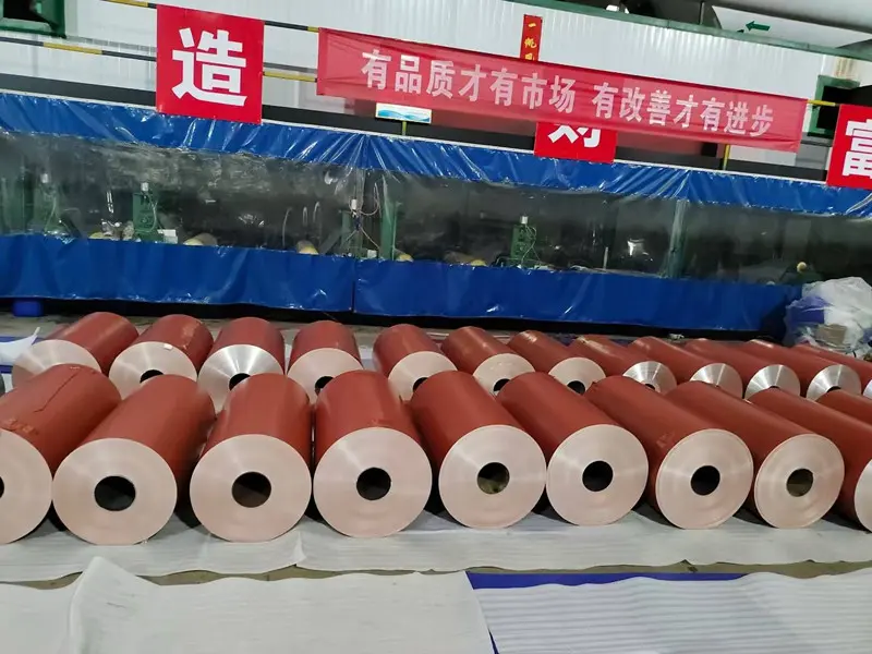 Color coated aluminum foil roll close up